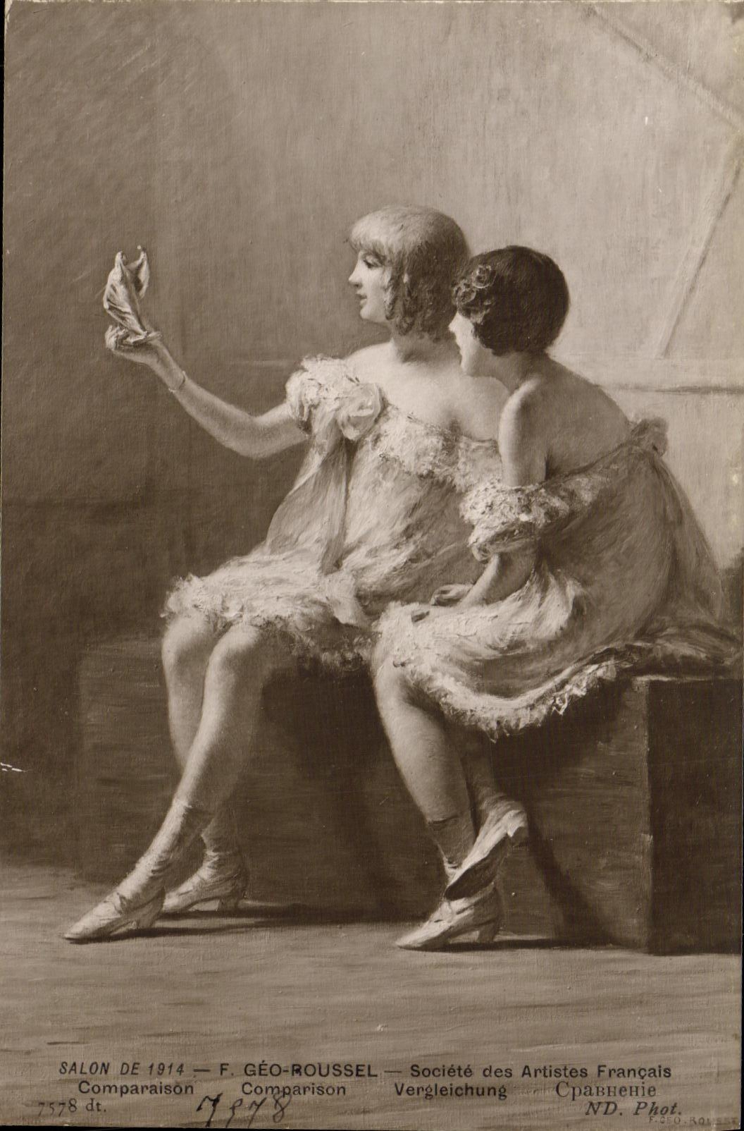 CPA Fantaisie Femmes Salon de 1914 Geo Roussel Comparaison 