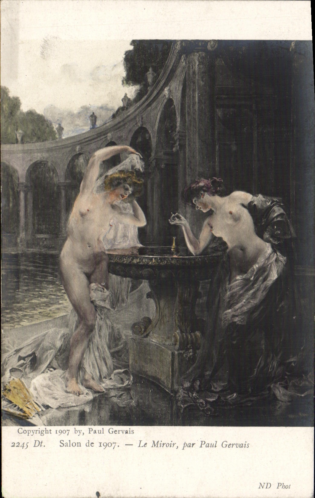 CPA Fantaisie Femme salon de 1907 Le miroir par Paul Gervais
