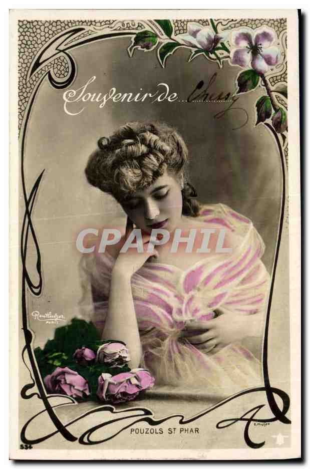Jeune femme en robe rose — Souvenir de St. Phar — POUZOLS ST PHAR