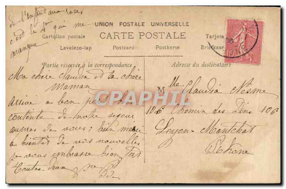 Jeune femme en robe rose — Souvenir de St. Phar — POUZOLS ST PHAR — Reverso
