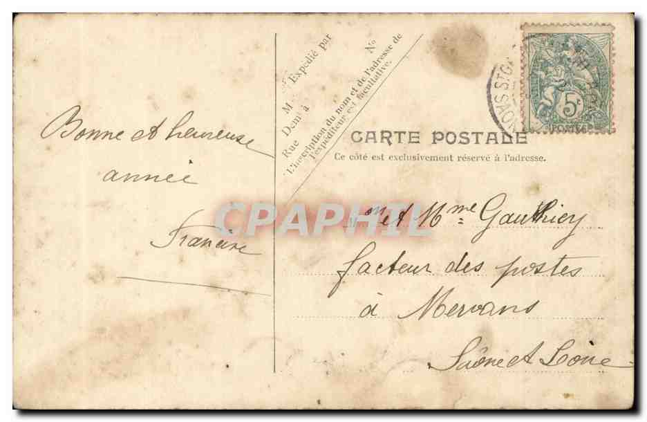 Mujer con sombrero adornado de flores — Le Gerbes — H. Manuel, n° 5238 — Reverso