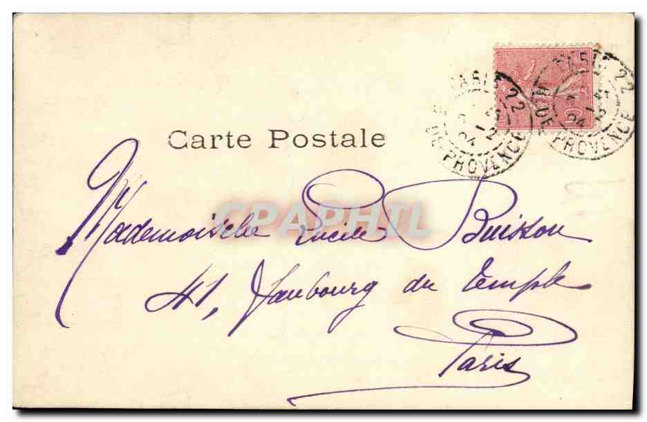 CPA Fantaisie Femme Regina Badet — Verso