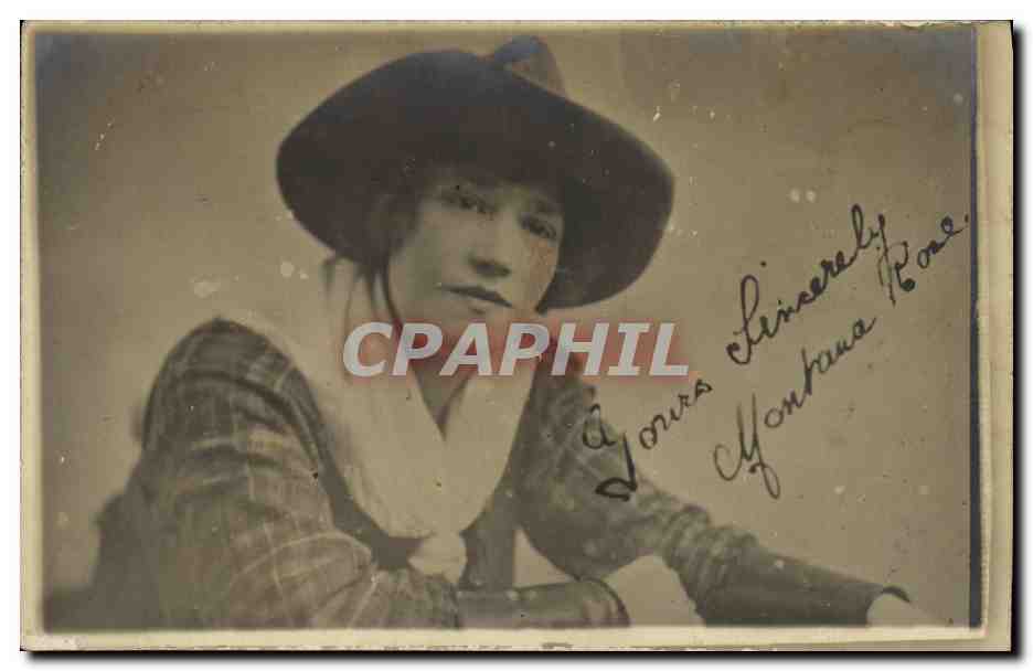 Femme en chapeau de cowboy — Montbana Rose — carte postale autographe
