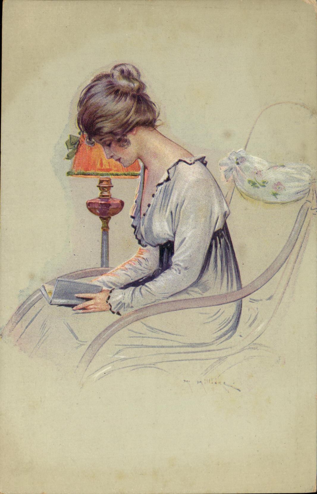CPA Fantaisie Femme Liseuse