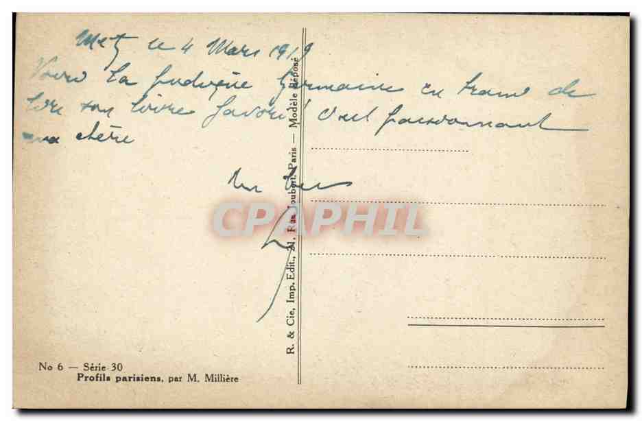 CPA Fantaisie Femme Liseuse — Rückseite