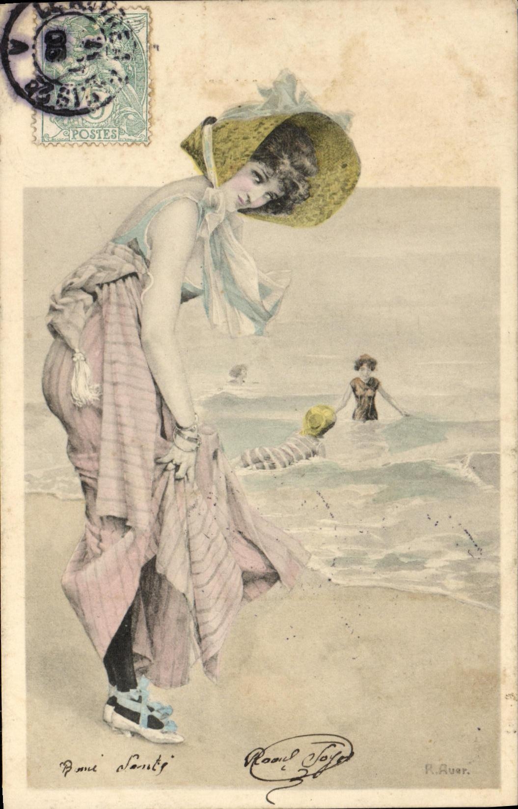 Femmes à la plage — R. Auer — Déposé Série 114