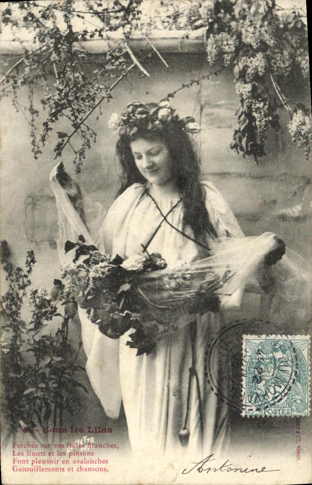 Sous les Lilas — Poème imprimé — Éditeur Antonine, NANCY