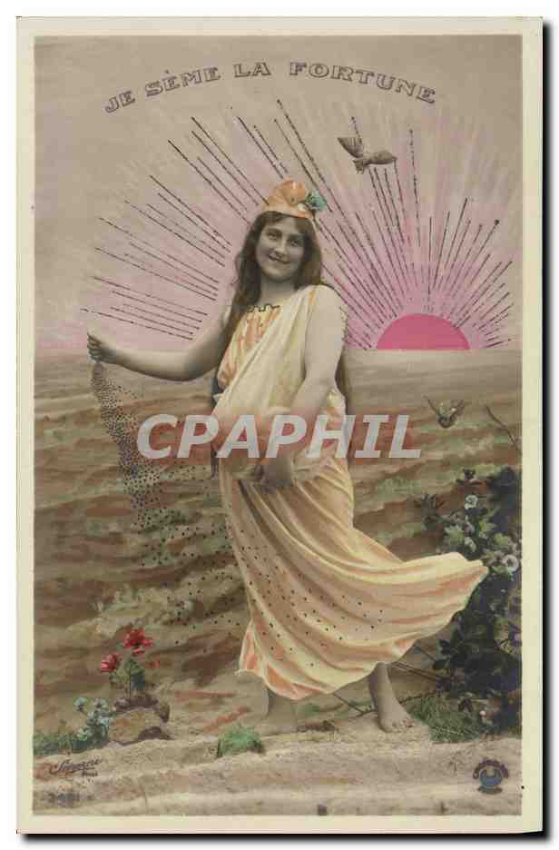 CPA Fantaisie Femme Je seme la fortune
