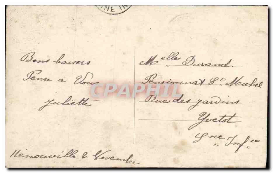 CPA Fantaisie Femme Enfant Militaria — Verso