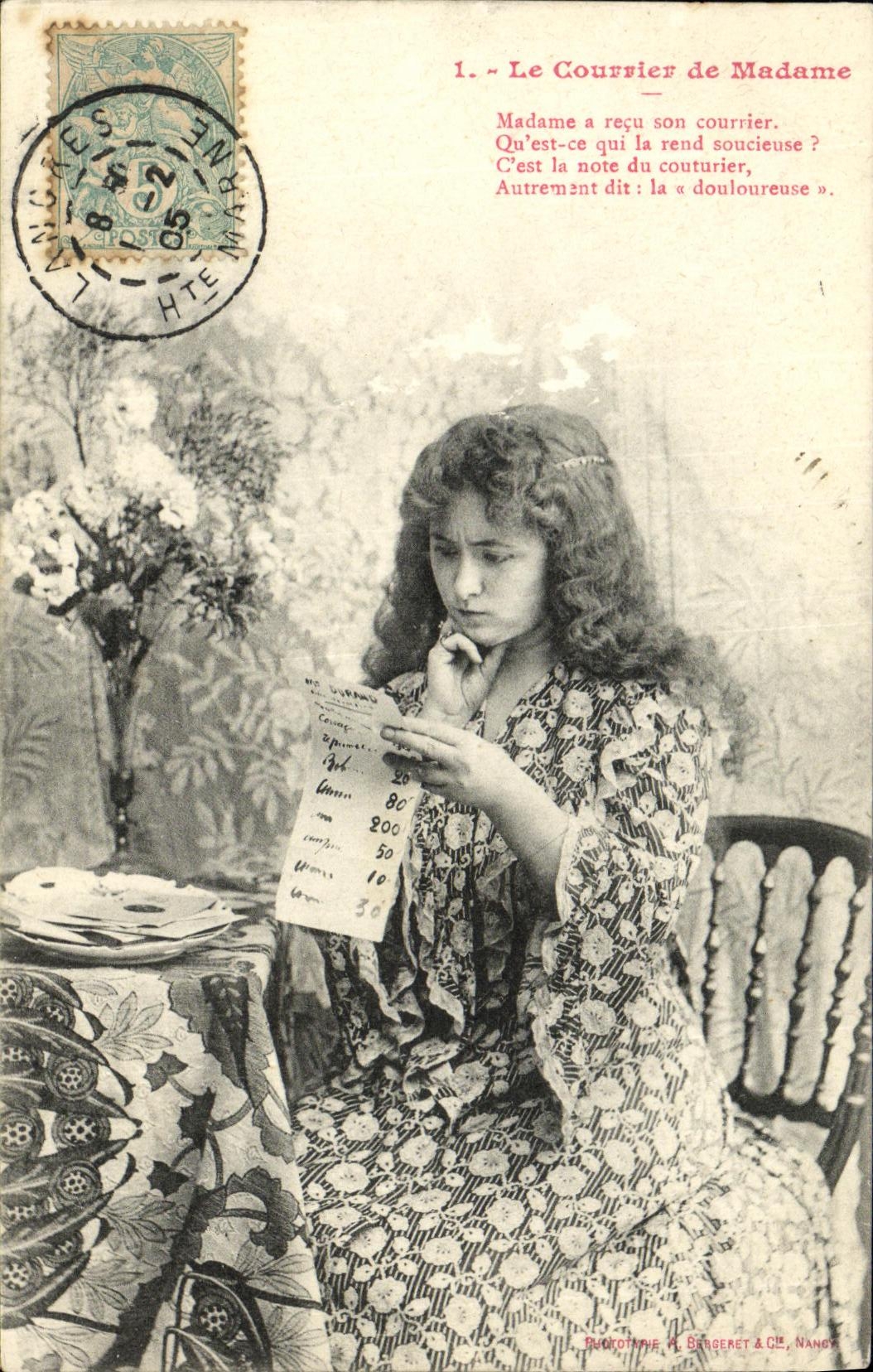 CPA Fantaisie Femme Le courrier de Madame
