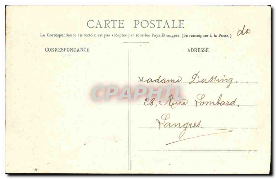 Donna che legge una cartolina — serie 'Il Corriere della Signora' — A. BÉRÉRET & CIE, NANCY — Verso