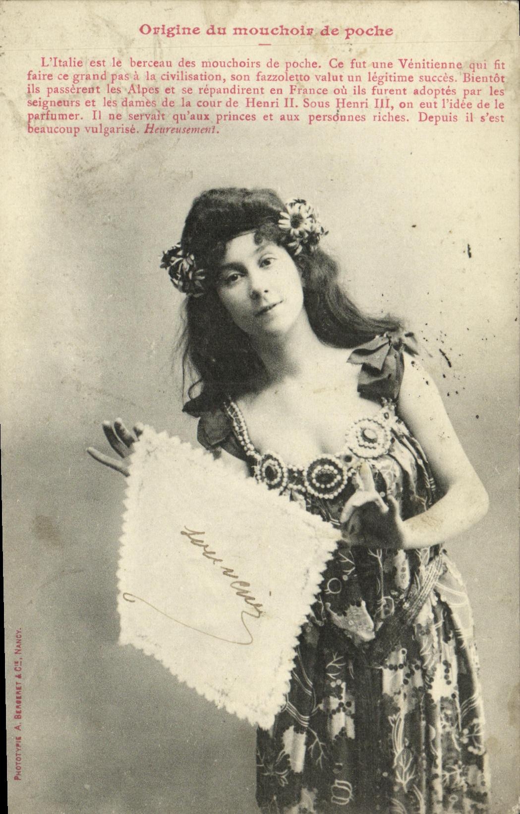 Origine du mouchoir de poche — Phototype A. Berberet & Cie, Nancy