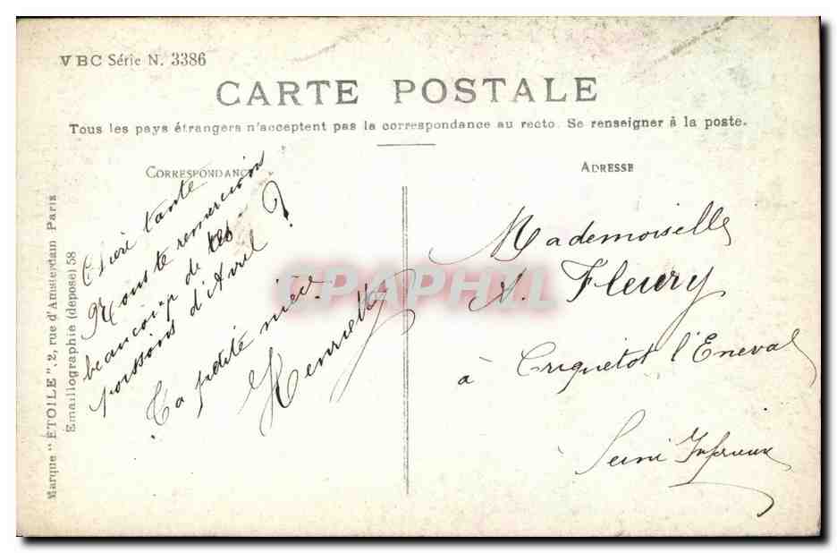 Penso a te — donna che mangia ciliegie — Marque Étoile, serie 3386 — Verso