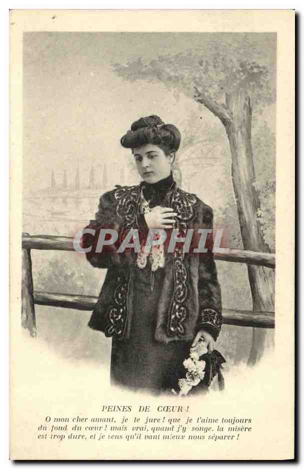 CPA Fantaisie Femme Peines de coeur
