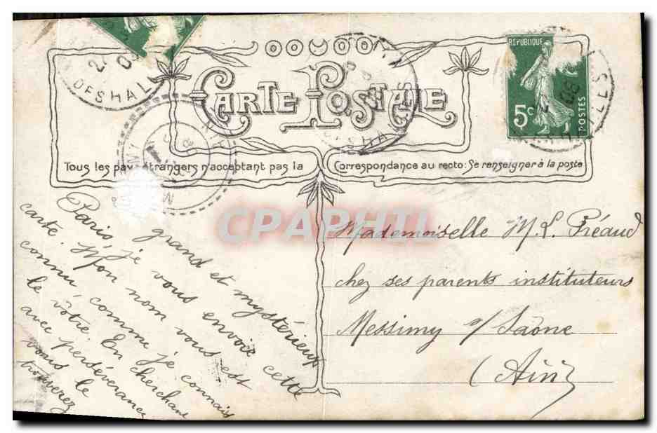 CPA Fantaisie Femme Mlle Vallier Palais Royal Paris — Verso
