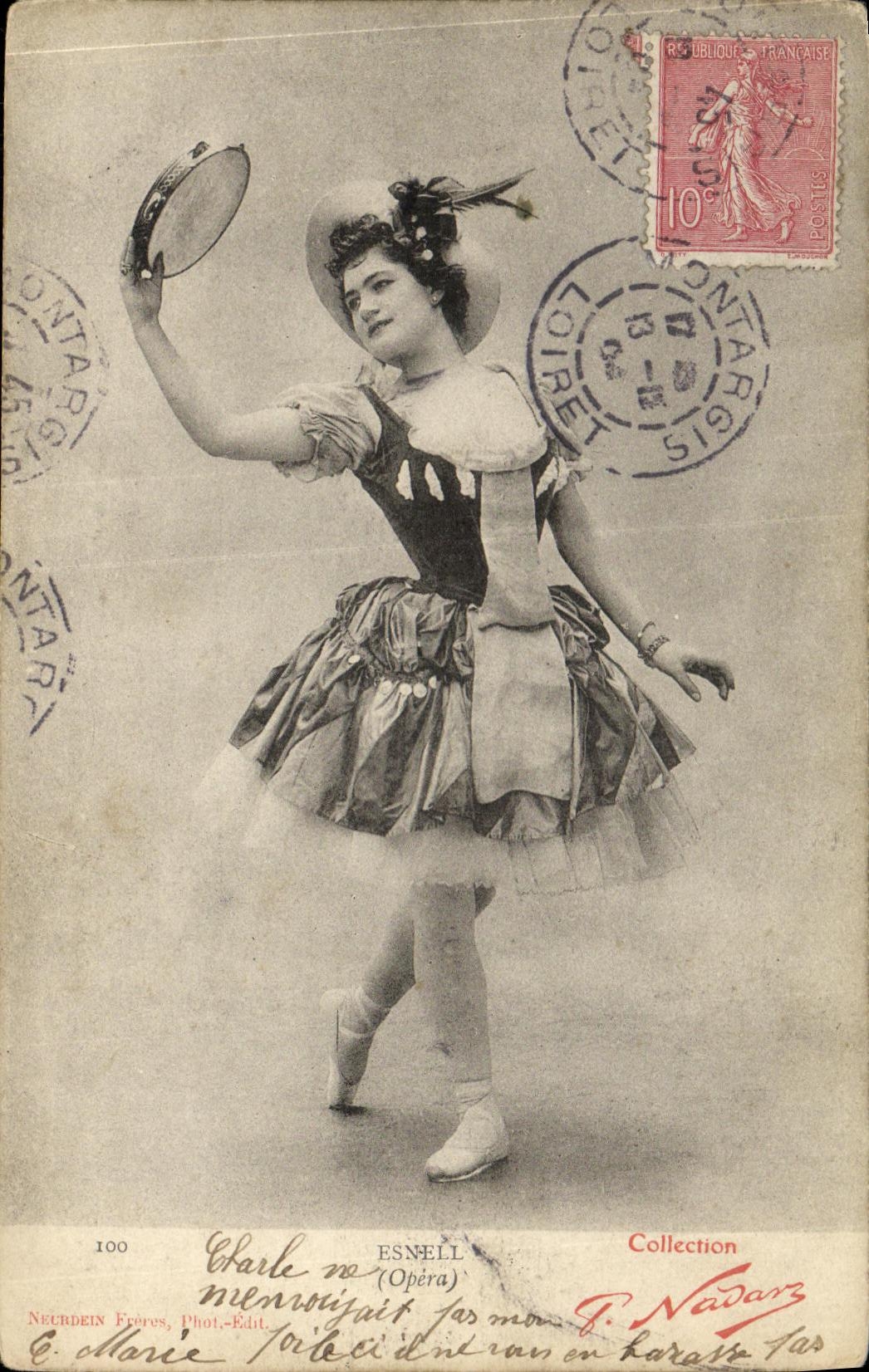 Charle ne Essnell (Opéra) — danseuse au tambourin — Neuvein Frères, Phot.-Edit. n°100