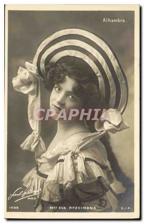 Mme Eva Fitzsimons — portrait en costume d'Alhambra — éditeur Jaul P. Paris, n° 1009