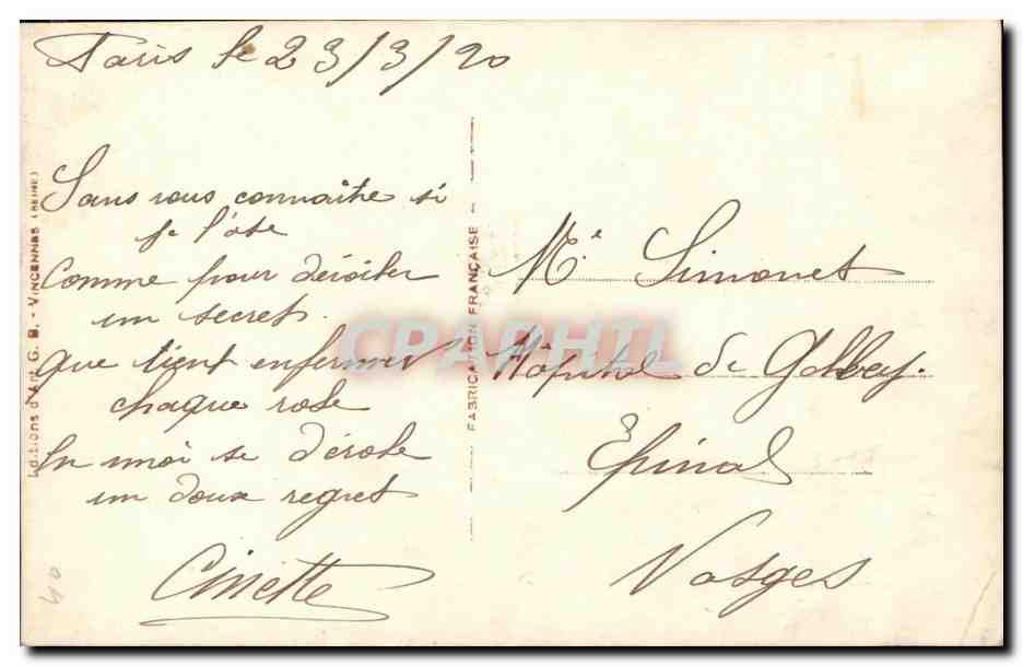 CPA Fantaisie Femme Mlle Alexianne — Rückseite