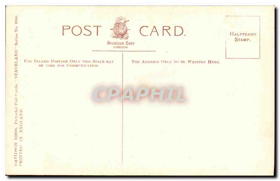 Miss Lena Ashwell — portrait en robe de soirée — London Stereoscopic Co. — Verso