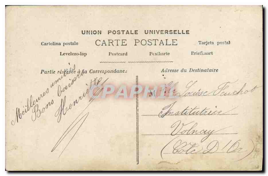 CPA Fantaisie Femme Capucines Renee Desprez — Rückseite