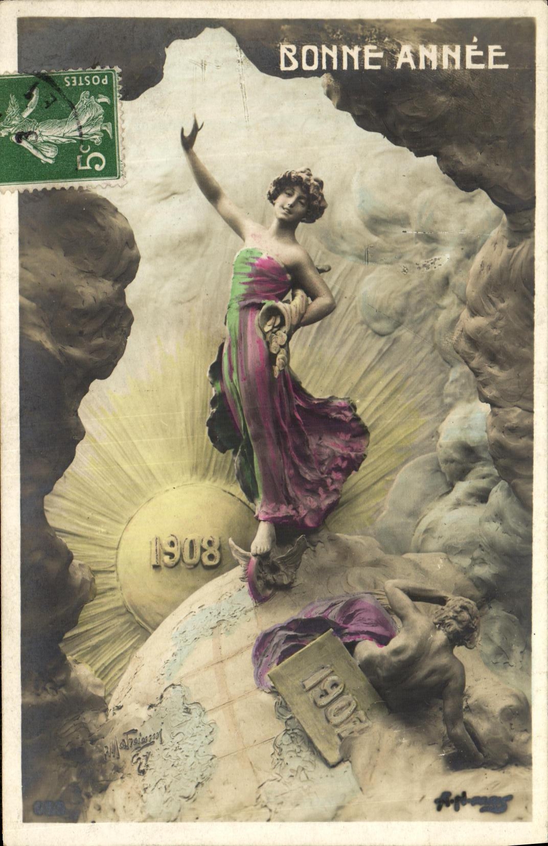 Bonne Année — 1908 — Éditeur anonyme, n° de série non visible