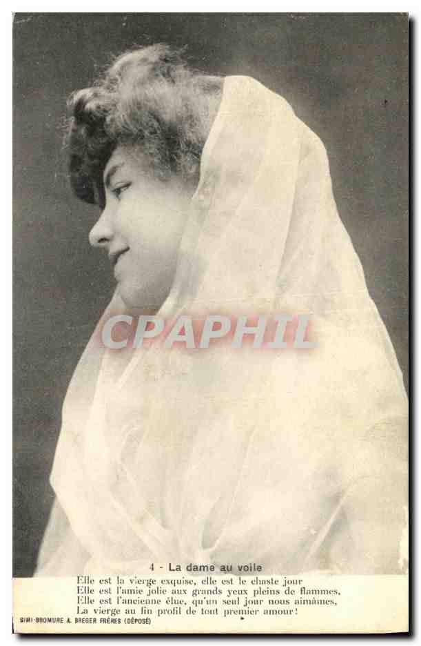 CPA Fantaisie Femme La dame au voile