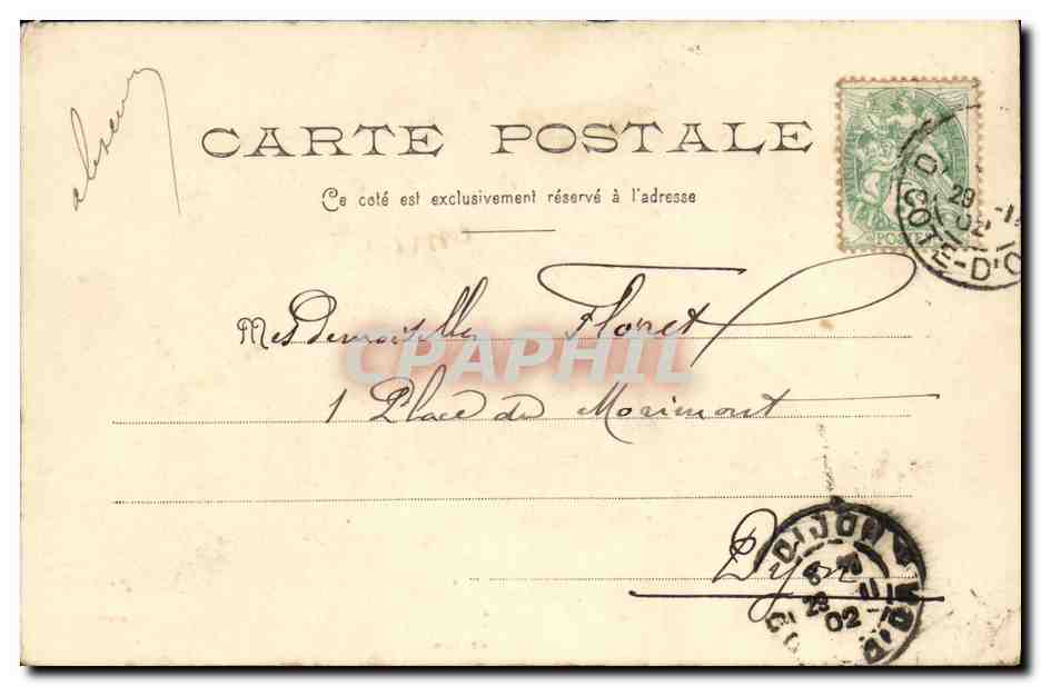 Femme sur croissant de lune — éditeur L'H., Paris — n° de série non visible — Reverso