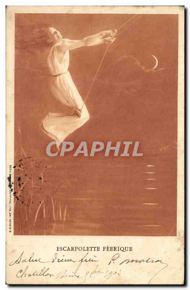 CPA Fantaisie Femme Escarpolette feerique