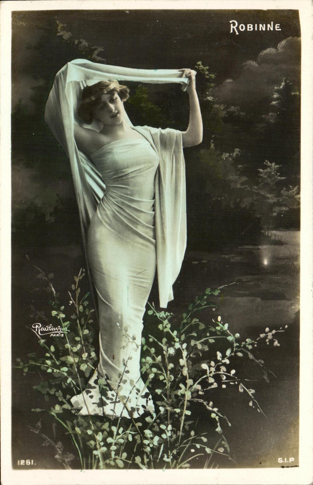 Donna in abito bianco — scena notturna — Paulinze, Parigi, n° 1261