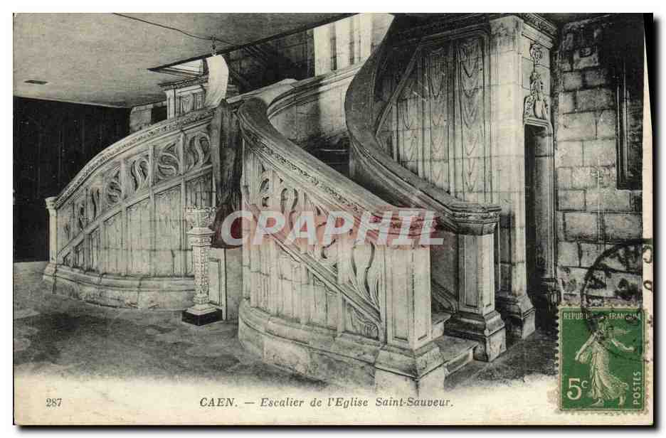 CPA Caen L Eglise Saint Sauveur L Escalier