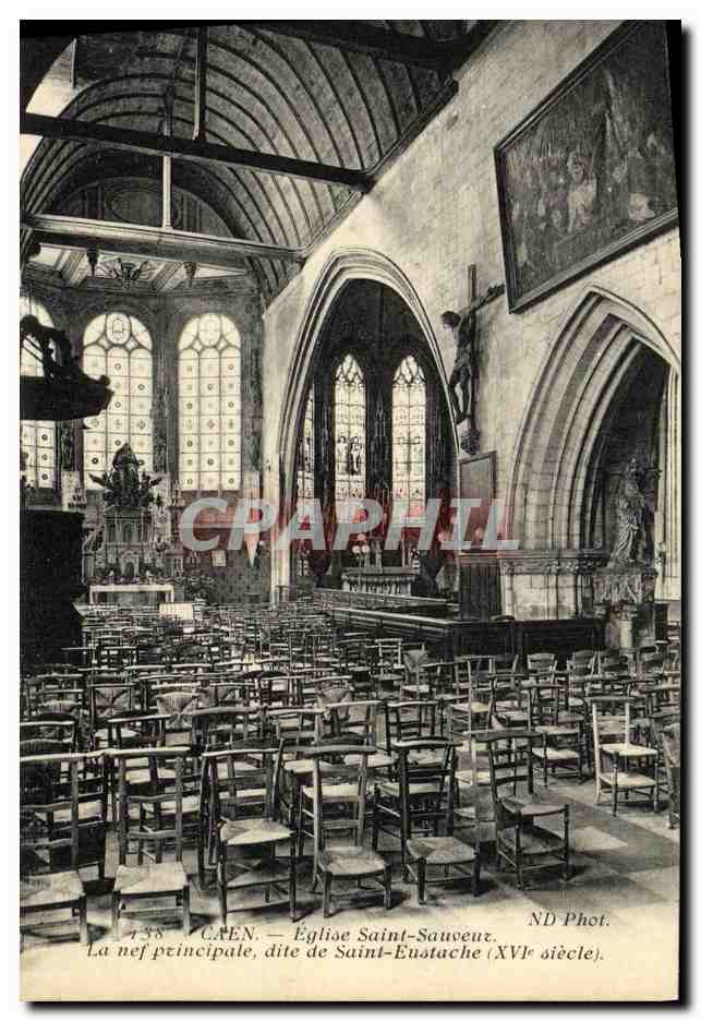CPA Caen L Eglise St Sauveur La nef principale dite de Sainte Eustache