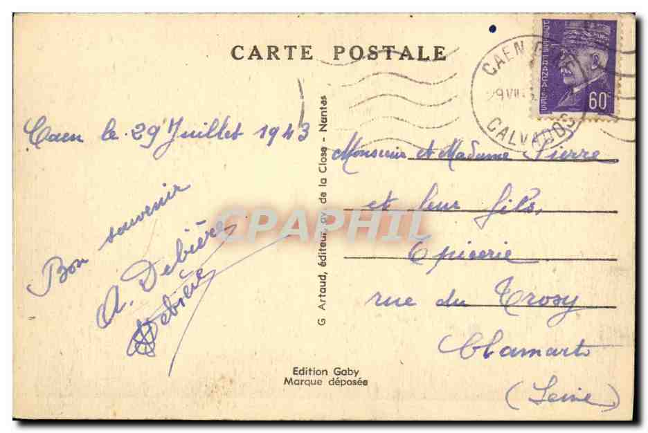 CPA Caen La Gare de L Etat  — Rückseite