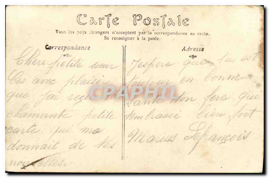 CPA Caen La Gare St Martin carte toilee  — Verso