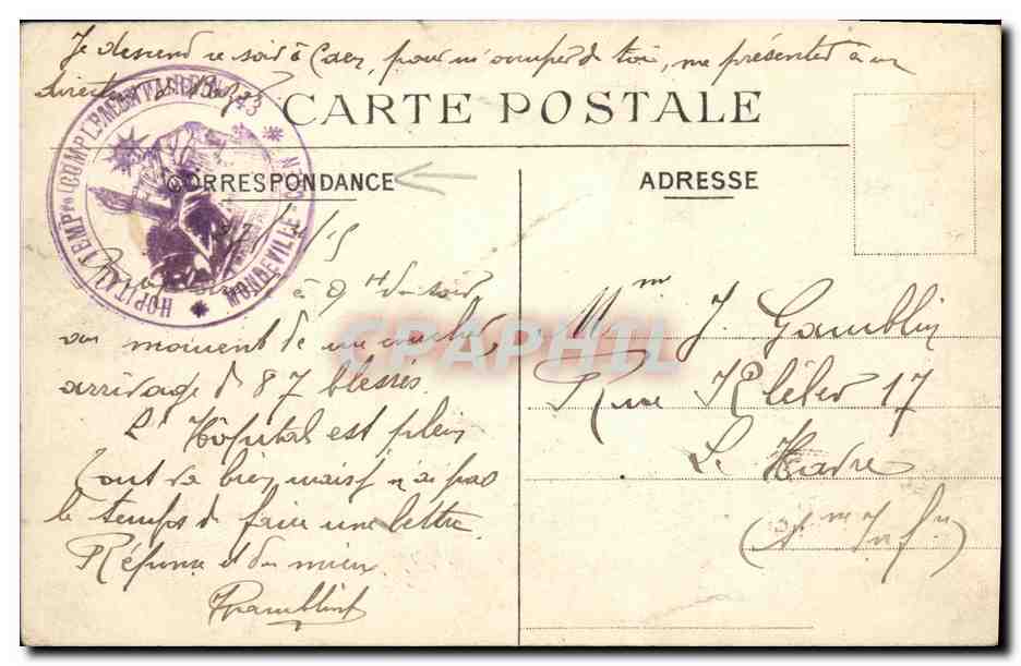 CPA Caen Les Hauts Fourneaux Et Acieries Hotellerie — Verso