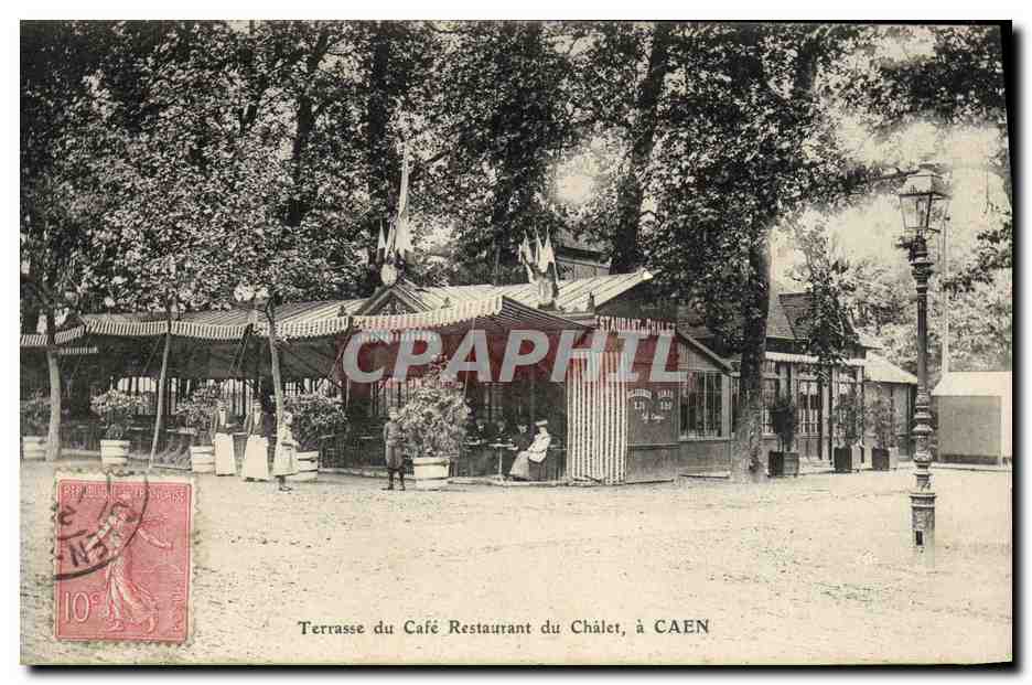 Terrasse du Café Restaurant du Châlet — Caen — éditeur L. Laroze, n° 129