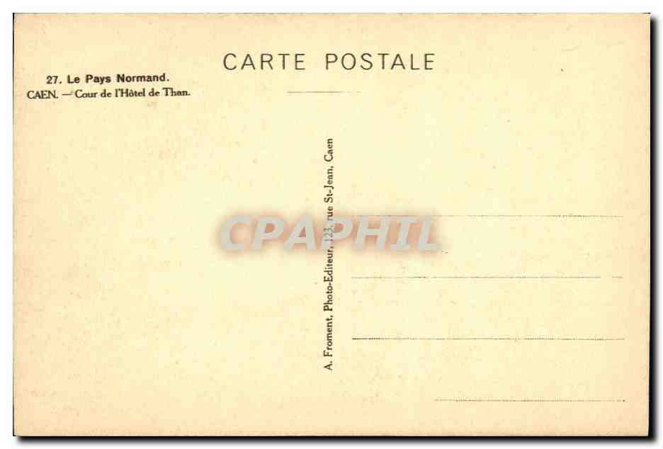 CPA Caen Cour de L Hotel de Than — Verso
