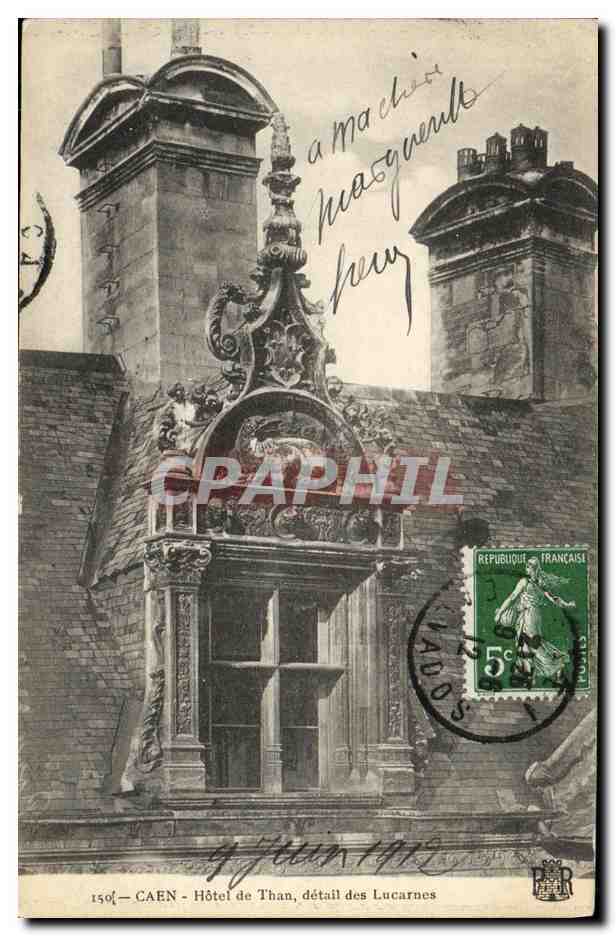 CAEN - Hôtel de Than, détail des lucarnes — éditeur non visible