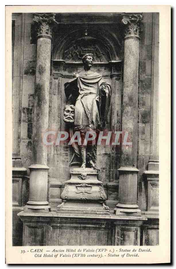 CPA Caen Ancien Hotel de Valois statue de David