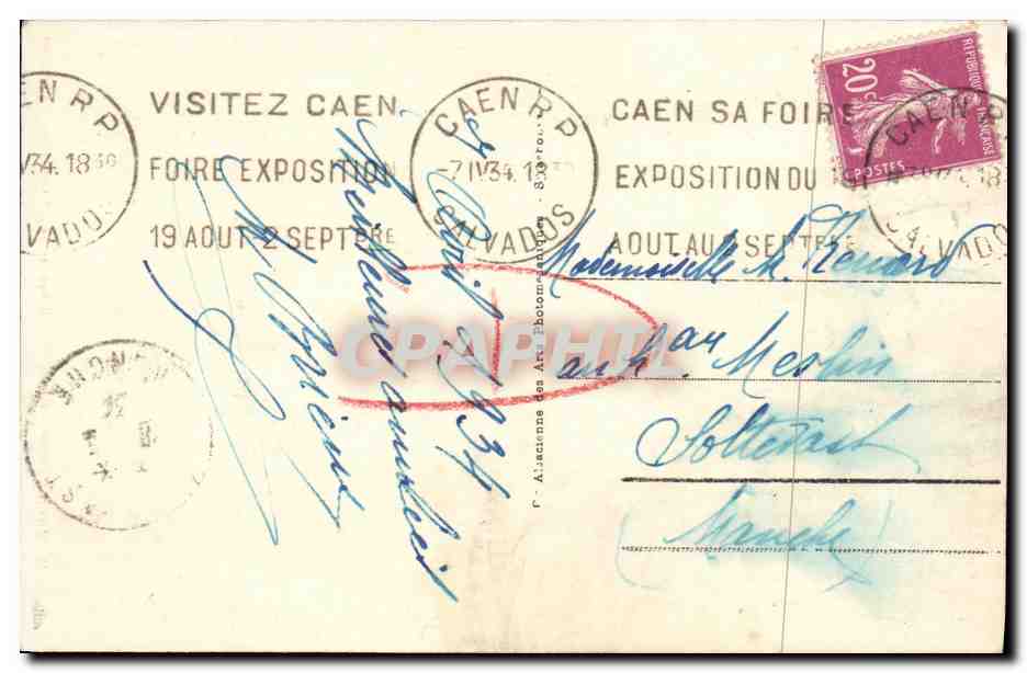 CPA Caen Hotel d Escoville Siege de la chambre de commerce — Verso