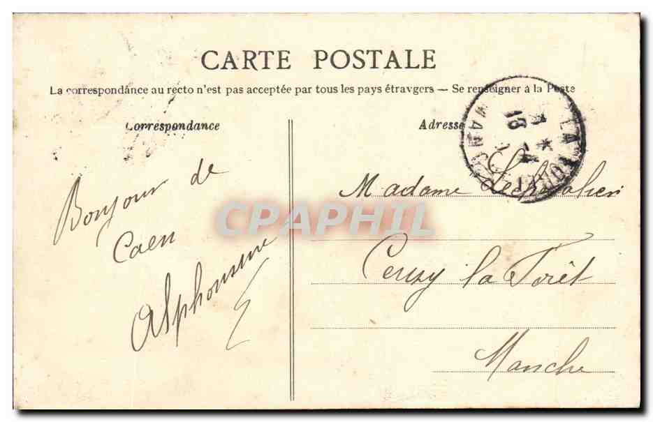 CPA Caen Cours du Musee de L Hotel de Ville — Verso