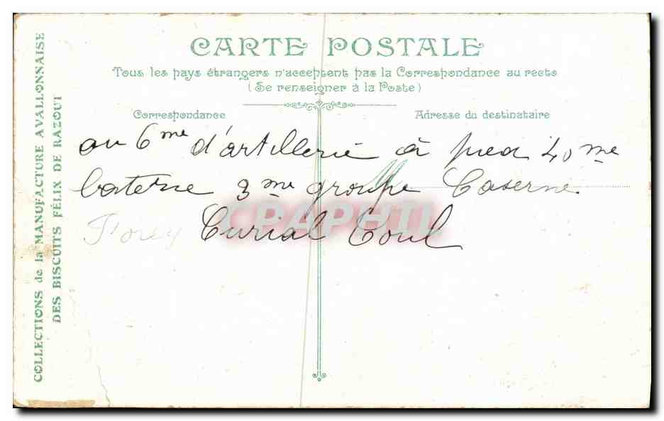 Antike Ansichtskarte Caen Hotel Dieu — Rückseite