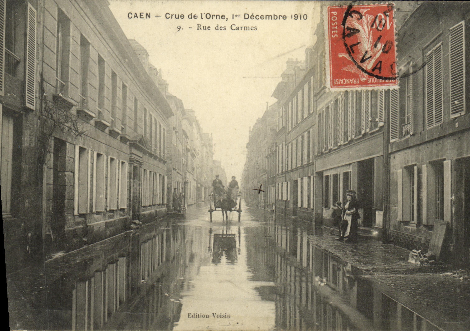CAEN — Crue de l'Orne, 1er Décembre 1910 — Rue des Carmes — Edition Voisin