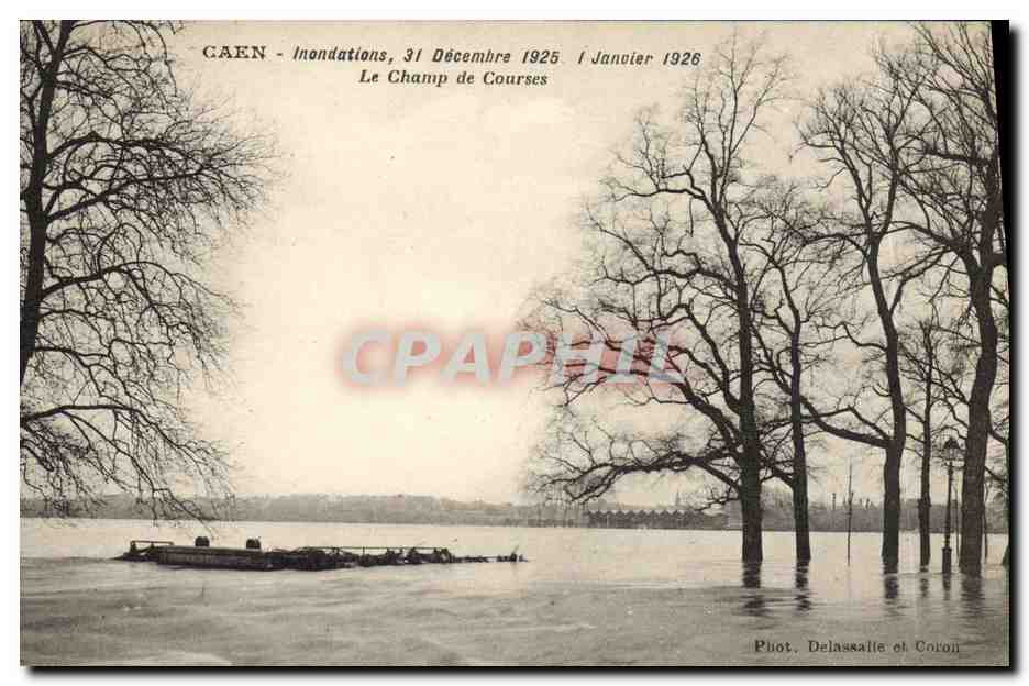 Caen — Inondations, 31 Décembre 1925 / 1 Janvier 1926 — Le Champ de Courses — Phot. Delassalle et Coton