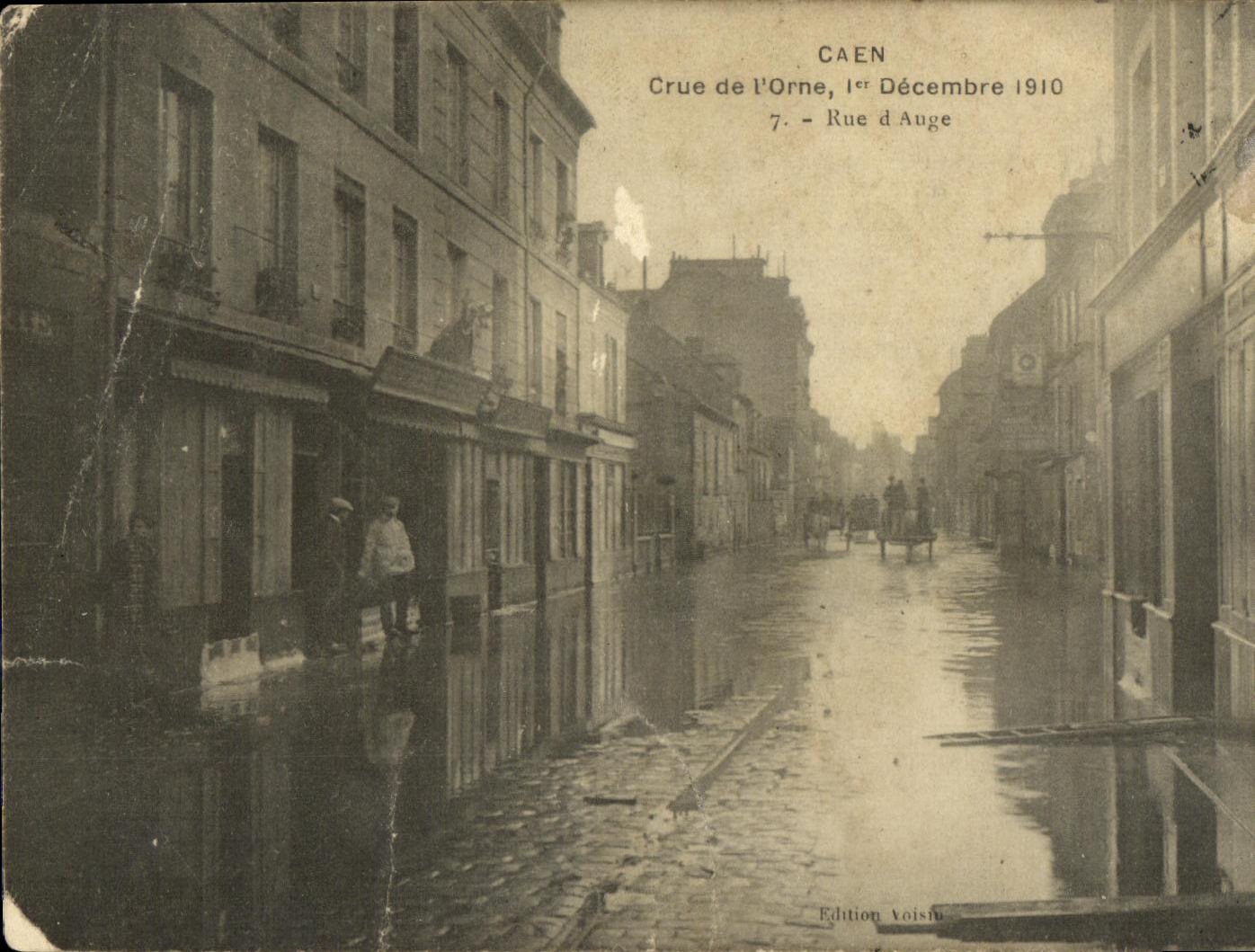 CPA Caen Inonde 31 decembre 1925 1 Janvier 1926 Crue de L Orne Rue d Auge