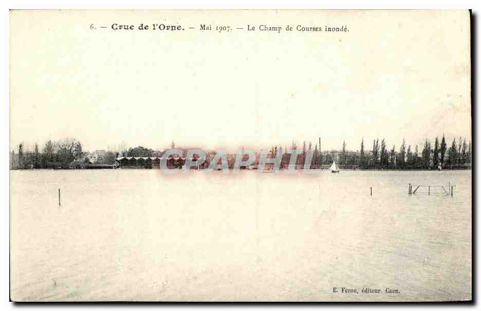 CPA Caen Inonde 31 decembre 1925 1 Janvier 1926 Crue de L Orne Le Champ de Courses inonde
