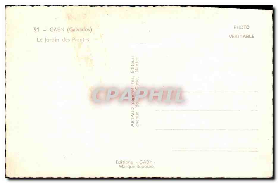 CPM Caen Le Jardin des Plantes Papillon — Verso