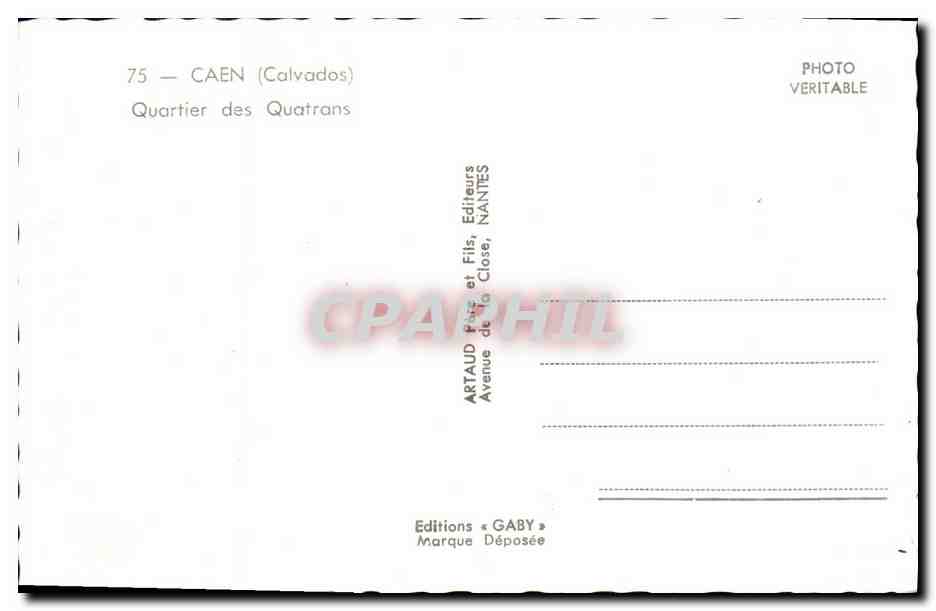 CPSM Caen Quartier des Quatrans — Verso