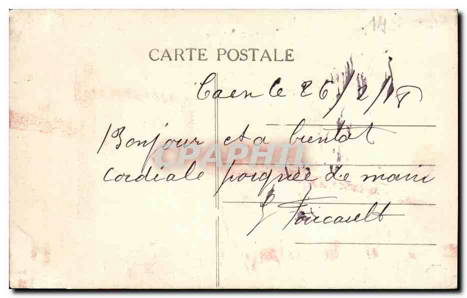 CPA Caen La Tour Leroy et le Marche Couvert — Verso