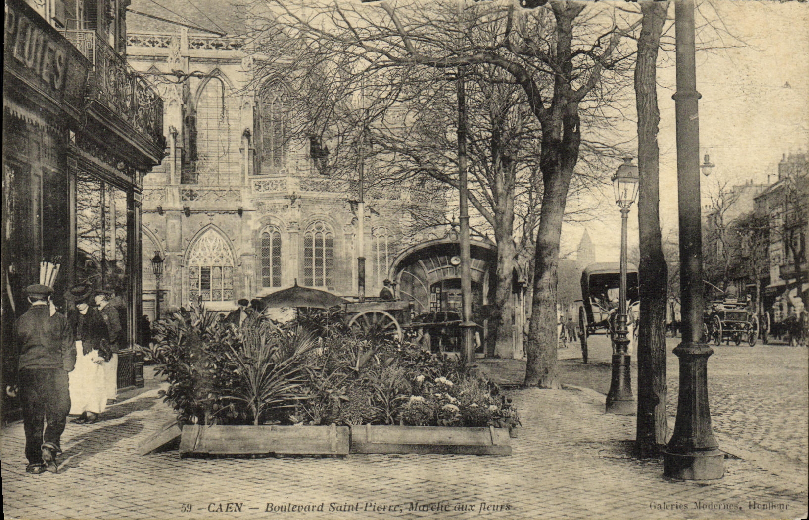 CAEN — Boulevard Saint-Pierre, Marché aux fleurs — Galeries Modernes, Honfleur