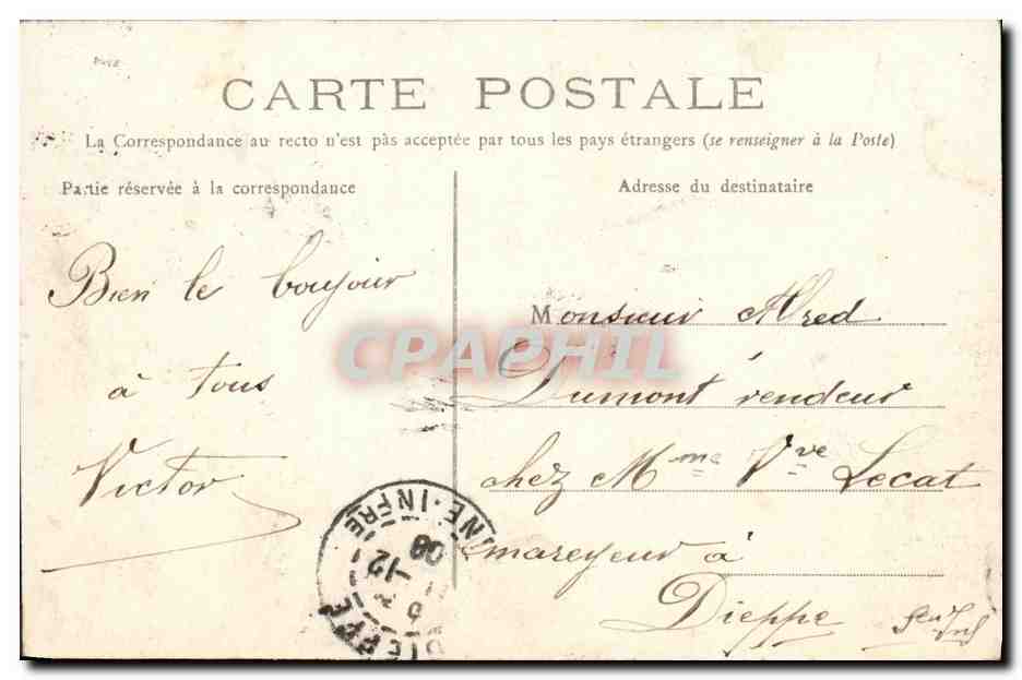 CPA Caen Le Statue de Louis XIV — Verso